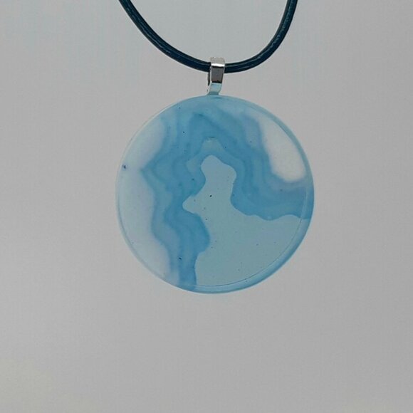 Handmade one of a kind Glacial Ocean pendant with  leather necklace - Picture 7 of 8